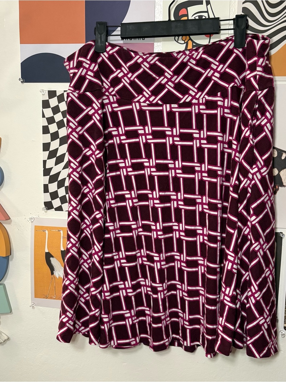 New York & Company Stretch Geometric A-Line Skirt XL